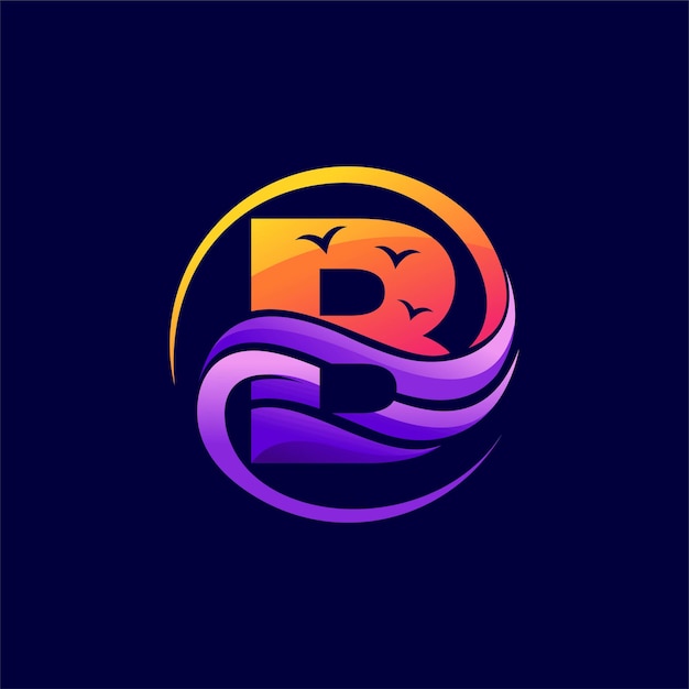 Beach logo with letter B concept