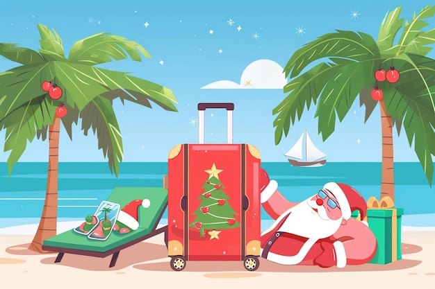 Vector beach luggage travel vector graphic