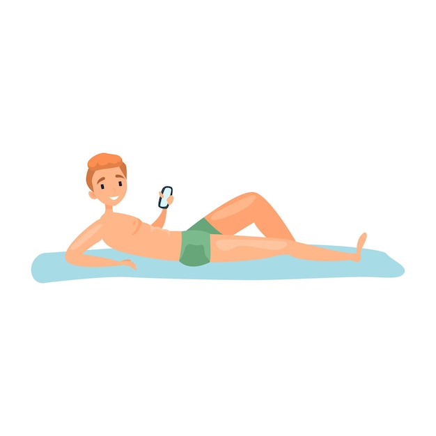 Beach Man with Phone flat icon Colored vector element from beach people collection Creative Beach Man with Phone icon for web design templates and infographics