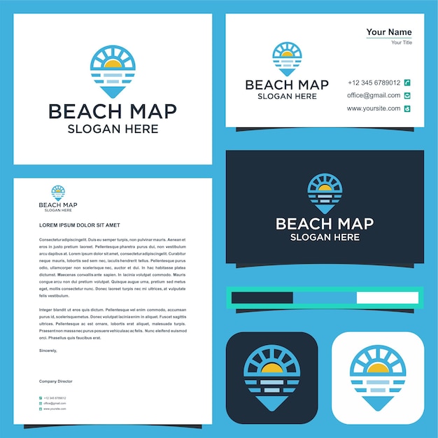 Beach map logo premium