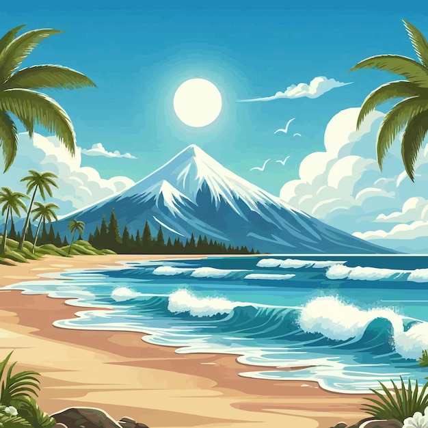 Beach and mountain vector 18