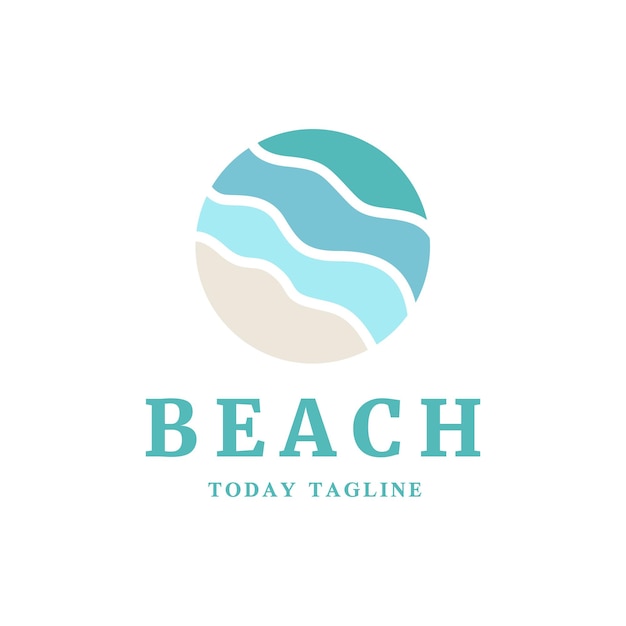 Beach nature beauty island sunset tourism holiday logo design vector illustration