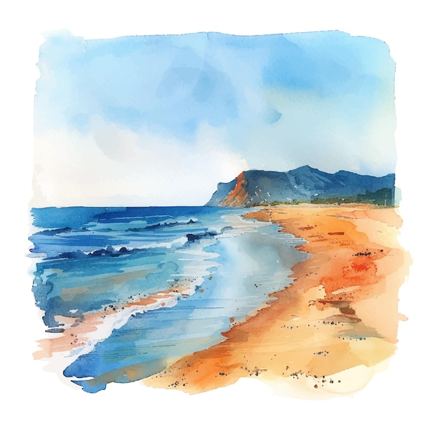 beach painting watercolour vector illustration for background