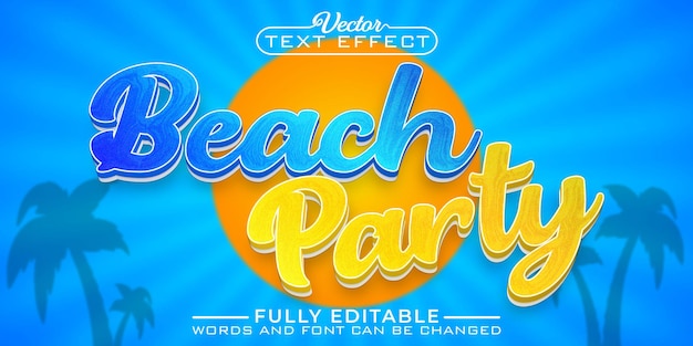 Beach Party Vector Editable Text Effect Template