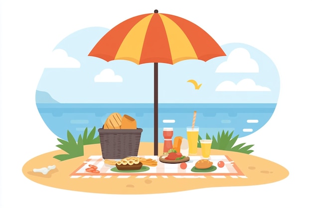 Vector beach picnic vector illustration design