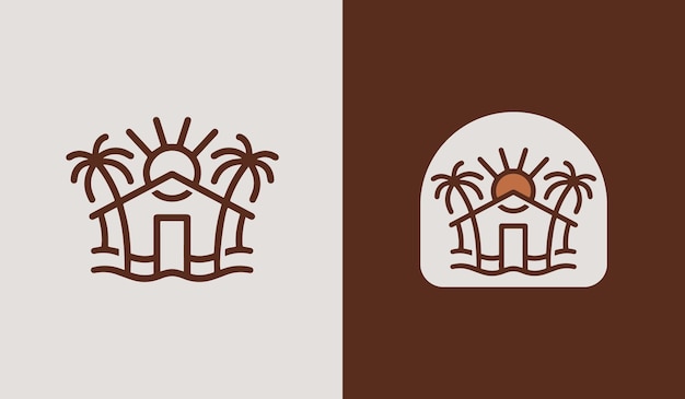 Beach Resort Palm Tree Logo Universal creative premium symbol Vector sign icon logo template Vector illustration