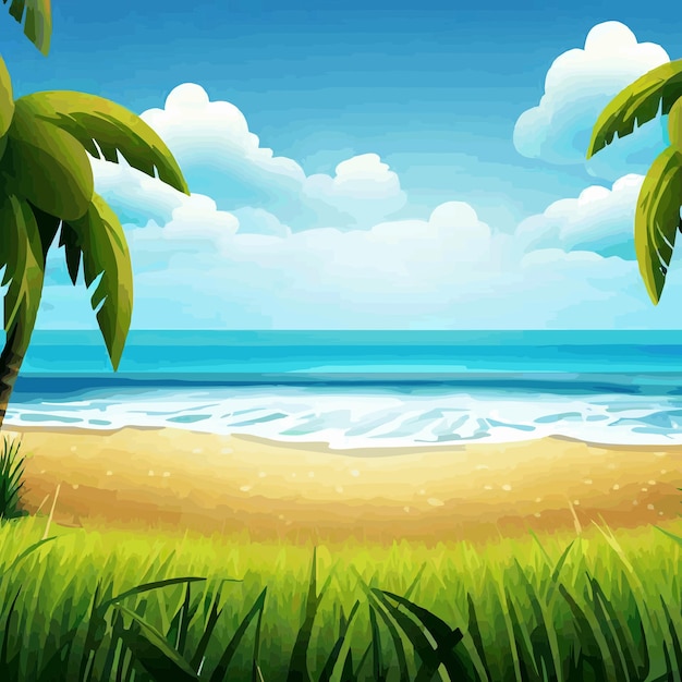 Beach and ricefield vector 2