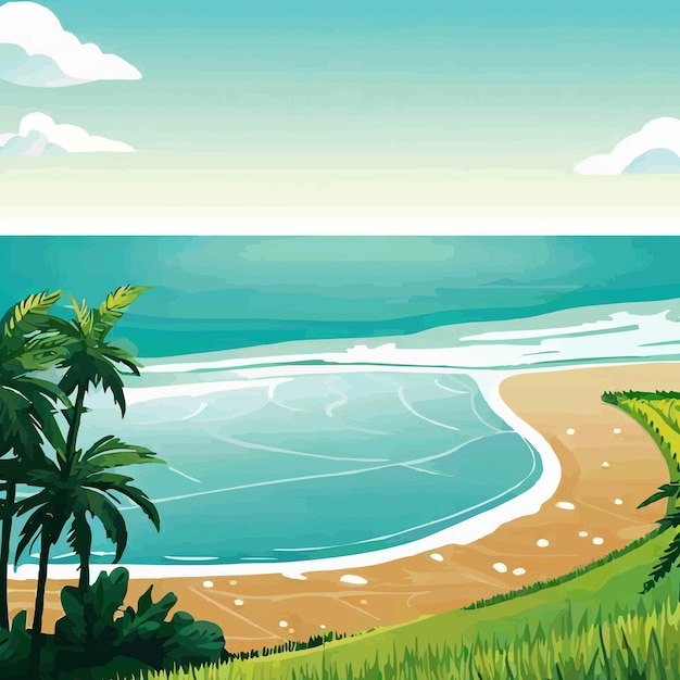 Beach and ricefield vector 5