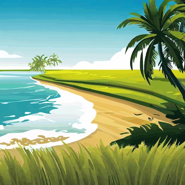 Beach and ricefield vector 5