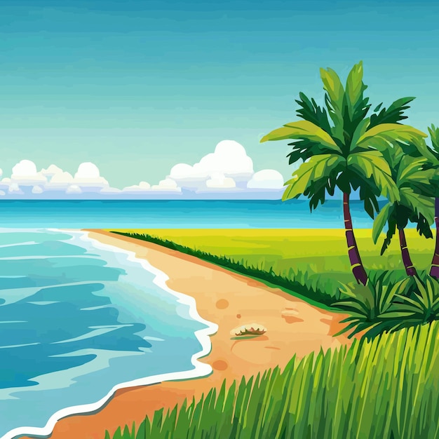 Beach and ricefield vector 7