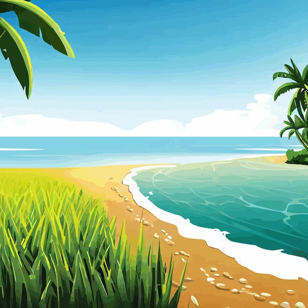 Beach and ricefield vector 8