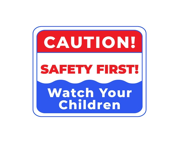 Beach Safety Signs to Guide Visitors Watch Your Child In Vector Easy To Use And Print Design