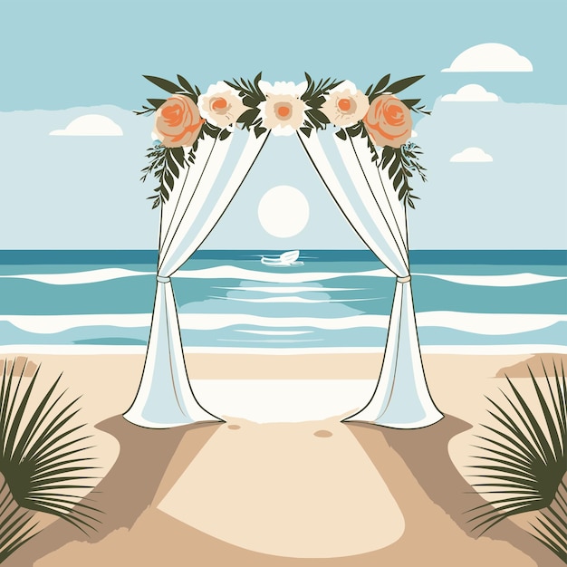 Vector a beach scene with a white curtain that says quot beach quot