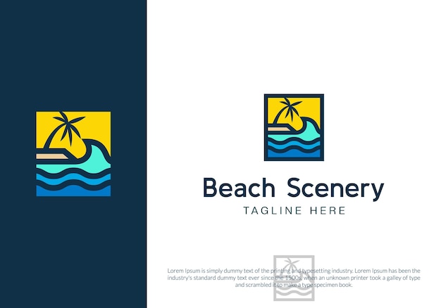 beach scenery logo template