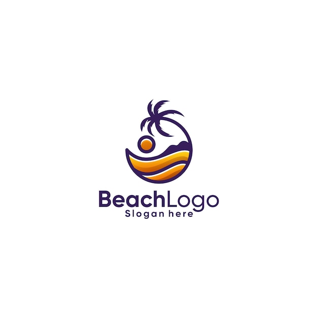 Beach and sea logo design