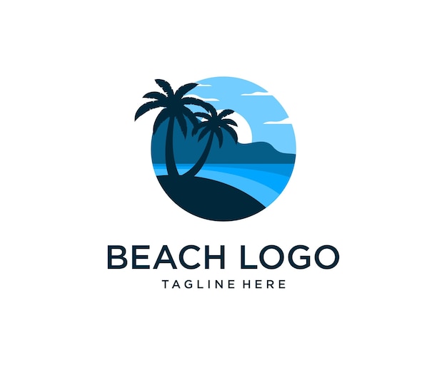 Beach Sea Sunset logo design Vector design inspirations