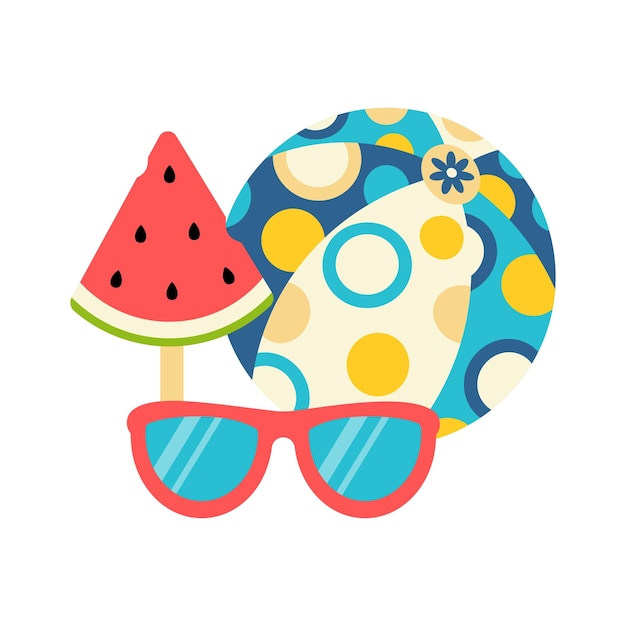 Beach set for summer trips Sunglasses watermelon ice cream inflatable ball