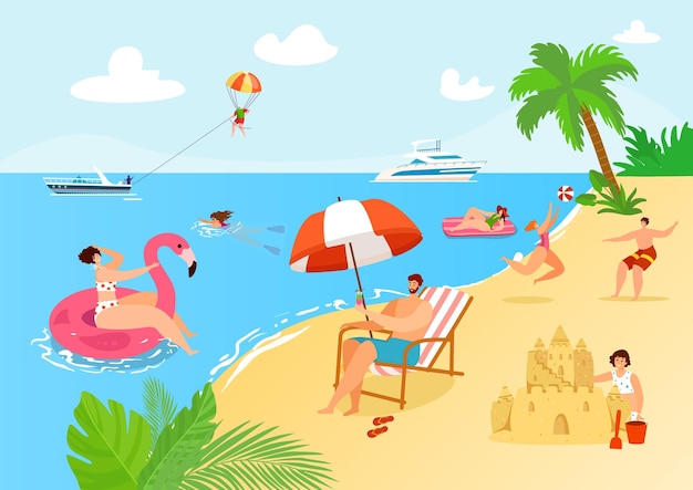 Beach summer vacation illustration