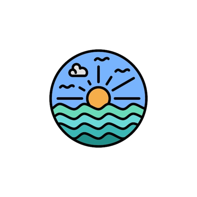 beach sunrise or sunset logo design