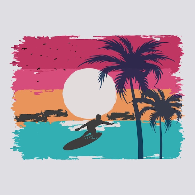 Beach Sunset Colorful Background beautiful illustration sunset on the beach