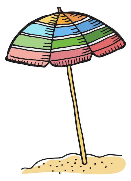 Beach sunshade doodle Summer hand drawn umbrella