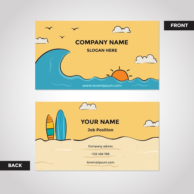 Beach And Surf Business Card Template Front And Back