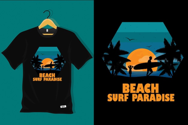 Beach Surf Paradise Retro T Shirt Design