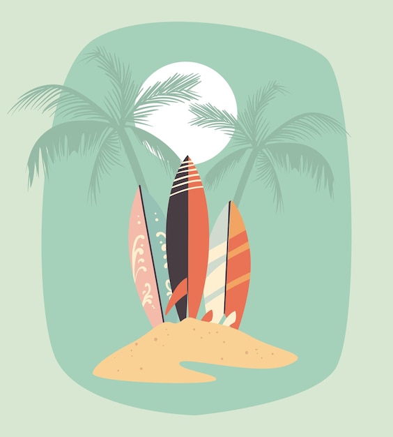 Beach and surfboard card