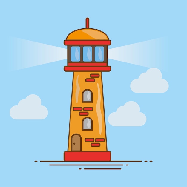 beach tower flat design template vector eps 10