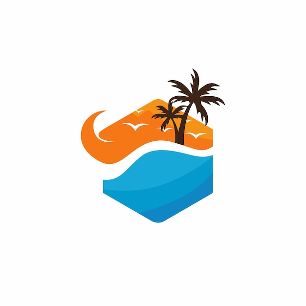 Beach Travel Sunset Logo