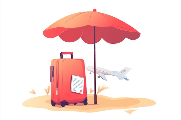 Vector beach umbrella and cartoon clip art