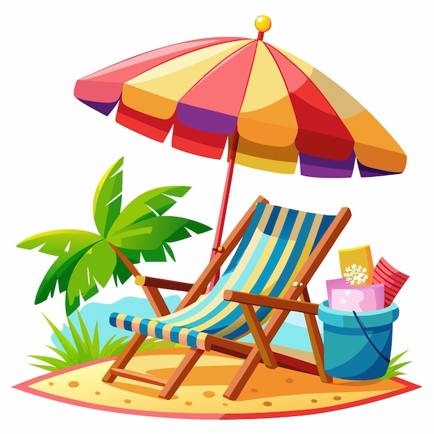 beach umbrella and chair illustration