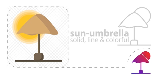 Beach umbrella isolated flat illustration beach umbrella line icon