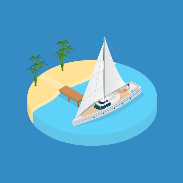 Beach Vacation Element 3d Isometric View Vector