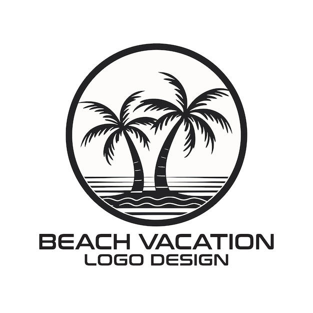 Beach Vacation vector logo design