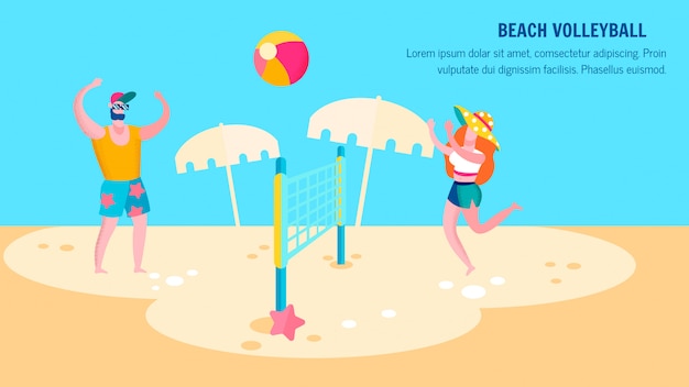 Beach Volleyball Competition Flat Banner Template