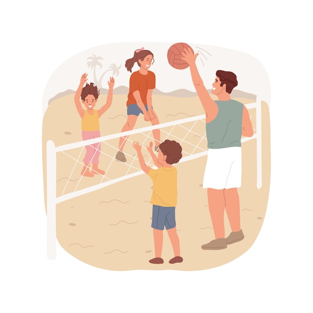 Vector beach volleyball isolated cartoon vector illustration