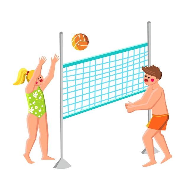 Beach volleyball kid vector