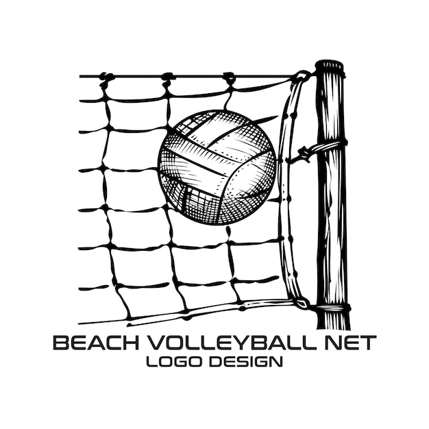 Vector beach volleyball net vector logo design