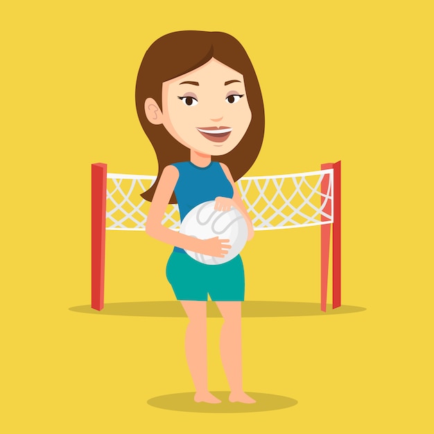 Beach volleyball player vector illustration.