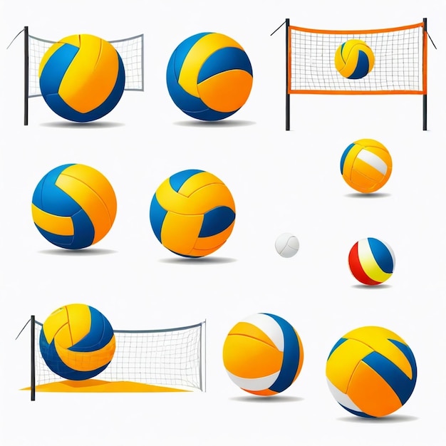 Vector beach volleyball vector set white background isolated a high qua