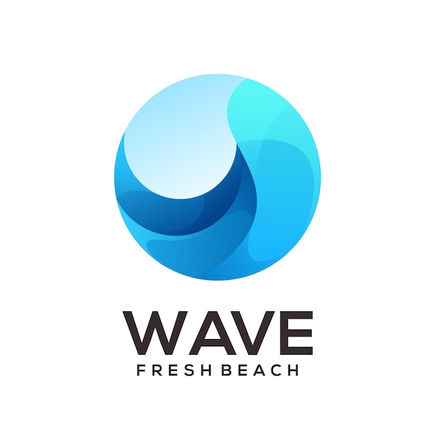 Beach wave logo illustration gradient