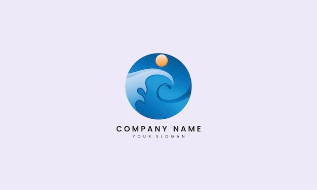 Beach Wave and Water logo design blue circle