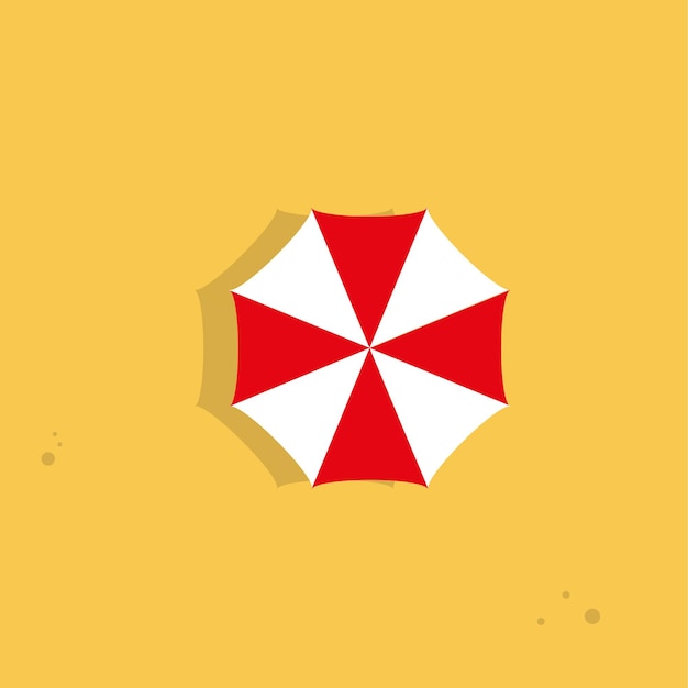 Beach with an umbrella, vector top view