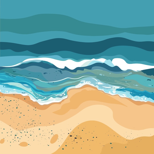 Vector beach with waves flat design vector illustration flat color background simple shapes 2d game art