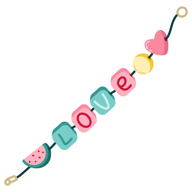 Vector beads bracelets with love lettering vector illustration