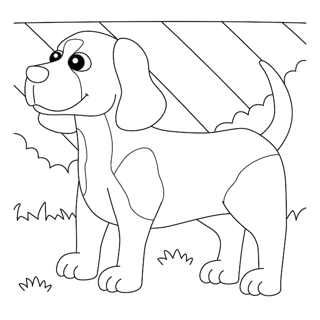 Beagle Dog Coloring Page for Kids