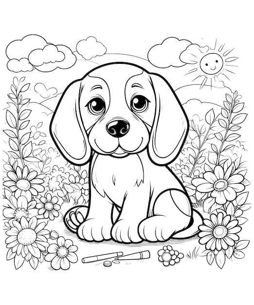 Beagle Dog coloring pages vector art and illustration