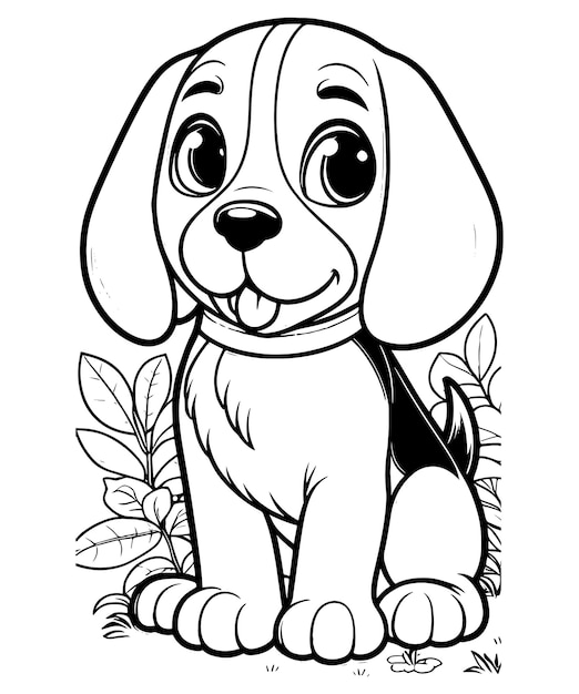 Beagle Dog coloring pages vector art and illustration