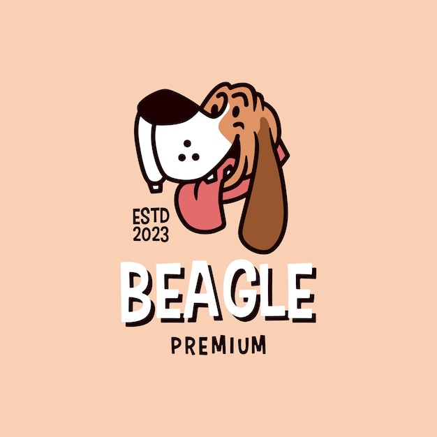 Beagle dog head retro cartoon logo vector illustration